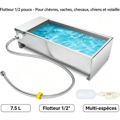 Abreuvoir automatique en acier inoxydable (7,5 L) – Valve à flotteur de 1/2 pouce – Convient aux chèvres, bovins, chevaux, chiens et volailles (1/5)