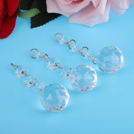 10 Pendants Suspension Deco Transparent Acrylic Bille Perle A Accessoire DIY Fenetre Lustre Cle (E) (1/2)
