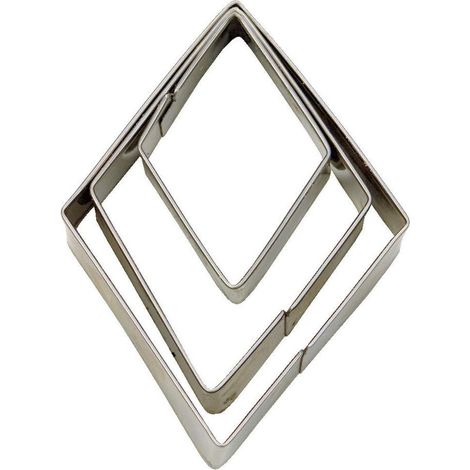 Staedter 3 Pezzo a Rombi terrazza Cutter Set con Liscio, Argento, 3/5/7 cm