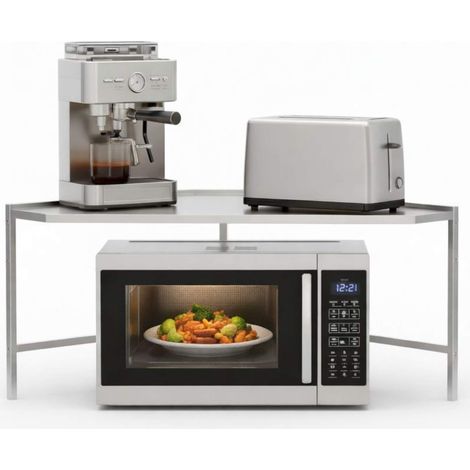 DanDiBo Mikrowellenregal Eckregal Küche Stehend Arbeitsplatte 72x72 cm Edelstahl 2 Stufig 96690 Mikrowellen Regal Küchenregal Microwave Shelf