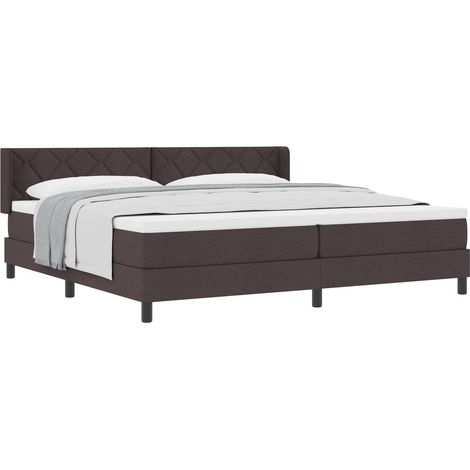 Box Spring Bed with Headboard Dark Brown 200 x 200 cm Fabric vidaXL (1/5)
