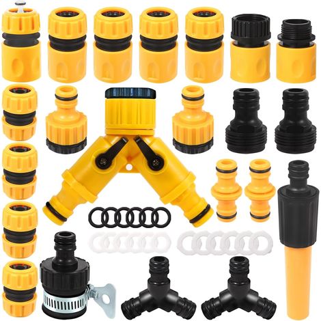 Raccord Rapide Tuyau D'arrosage 13mm Connecteur tuyau arrosage 22 Pièces Pièces et Raccords de Tuyau D'arrosage 1/2 in 3/4 in Embout tuyau Arrosage pour Arrosage de Jardin Lavage de Voiture (1/5)