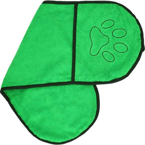 Peignoir pour Chien, Serviette de Bain Super Absorbante, Douche Séchage Rapide en Microfibre Multifonctions pour Chat Puppy - 63 21CM Vert (1/5)