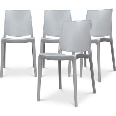 Marvin Sedia In Polipropilene Atene Da Esterno Impilabile Design Moderno Sedie Resistenti Per Giardino Terrazzo Bar Grigio - 4 Sedie (1/4)