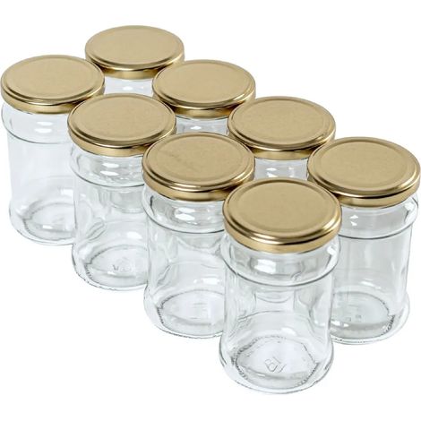 Bocaux à confiture 315 ml 24 pièces Couvercles dorés Bocaux de conserve, bocaux de stockage, bocaux à cornichons (1/4)