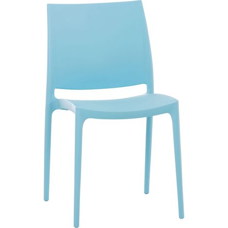 Chaise de jardin en plastique bleu design simple empilable 100000869