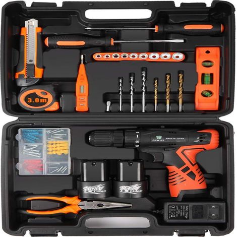 Perceuse Visseuse - 16 8 V - 2 Batteries Lithium Ion - 2 Vitesses 0 350 1300 Tr Min - Couple Max 247 Lb In - Capacité Forage Bois 22 Mm Acier 10 Mm - 28 Pièces