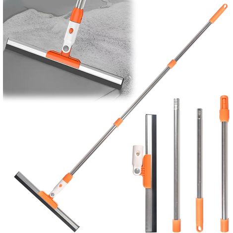 Orange Balai Raclette Floor, avec Double Lèvre en Caoutchouc, Balai Raclette Sol de Large 35cm avec Manche(130cm), Brosse d'Essuie Glace
