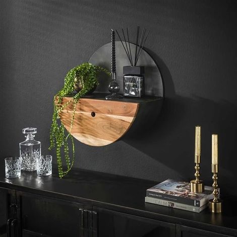 Wall shelf Ridge Ø50 Solid Acacia Wood (1/5)