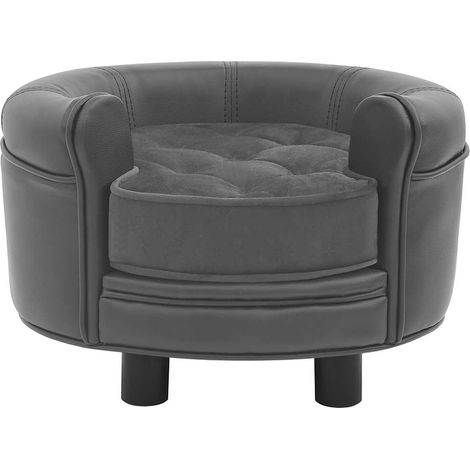vidaXL Hundecouch Grau 48x48x32 cm Plüsch und Kunstleder