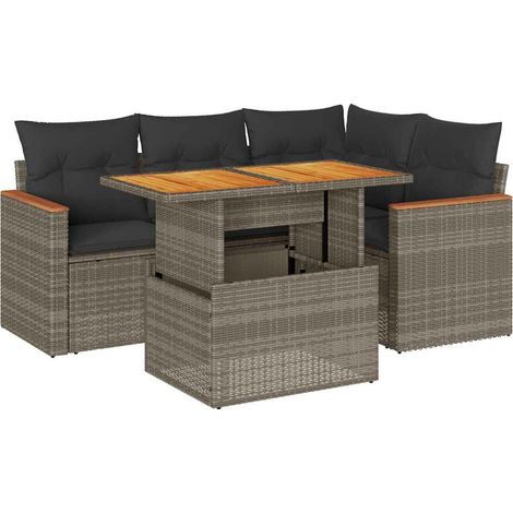 Maison Exclusive - Set sofás jardín y cojines 5 pzas ratán sintét (1/5)
