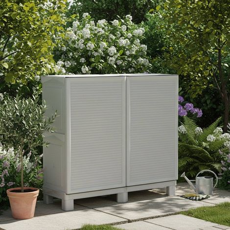 Dmora Mehrzweckschrank für den Außen und Innenbereich, 2 türiges Mobile und 1 Polypropylen Regal, 100% Made in Italy, 100x39h92 cm, hellgraue Farbe (1/5)