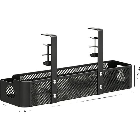 Vassoio portacavi, in acciaio resistente, facile da installare, nero - 30x12x7 cm (1/2)