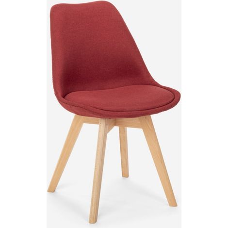 Silla de comedor de diseño nórdico con cojín Dolphin - Rojo