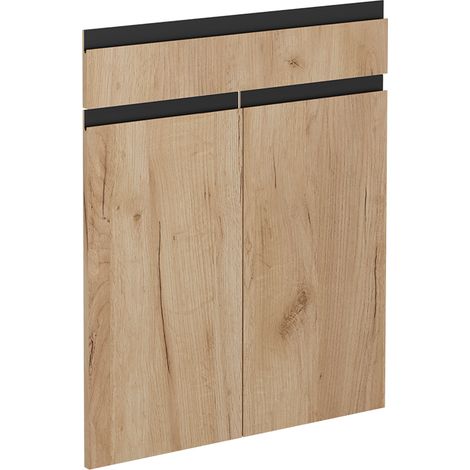 Façade de cuisine R-Line, Chêne de force doré, 59.6x70.8cm façade de meuble pour meuble bas à tiroirs, Vicco (1/5)