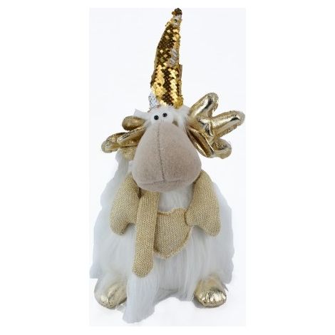 Pupazzo Renna Decorazione Natalizia Natale in Stoffa Oro 36 cm (1/2)