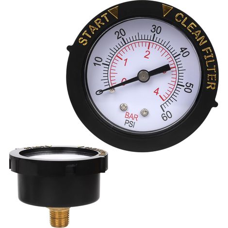 0-60PSI Pool Filter Pressure Gauge, 1/4 NPT Rear Mount Waterproof Filter Indicator Clean Water Pressure Gauge for Swimming Pool Pumps Spa Aquarium Pressure Test (1/5)