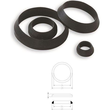 Guarnizione gomma nera sezione conica per raccordi 1"x26 129900GN1
