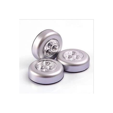 Lot de 10 spots LED autocollants, veilleuses alimentées par 3 piles, pour armoire/placard (1/5)