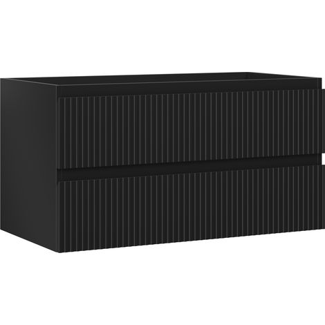 Mexen Rivel armario de ba帽o bajo lavabo 90 cm, 2 cajones, acanalado, negro mate - 91A20-09047-2-BFF71 (1/5)
