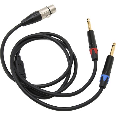 Câble Y Splitter 6.35mm Jack Mâle Double vers 2 XLR Femelle Doré 24K - Adaptateur Audio 2m / 6.6ft (1/5)