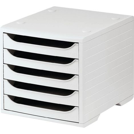 Module de classement 5 tiroirs gris/gris plastique H. 255 x l. 270 x P. 340 mm