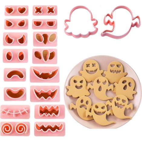 mini découpoirs fantôme Halloween tampons à biscuits surélevés pour décoration glaçage moules pain d’épices et accessoires fête des morts (1/5)