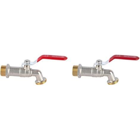 Pair Boutté 2104213 R15 Robinet de jardin laiton 1/4 tour 15 x 21 Nez 20 x 27 (Lot de 2) (1/5)