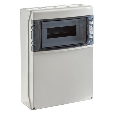 IDE – CSN12PT – Coffret de communication étanche IP65 – 1 rangée de 12 modules – Porte vitrée en polycarbonate
