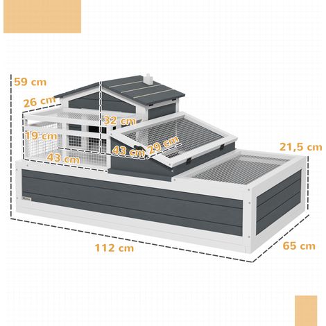 Schuldkrötenhaus, 2 Ebenen, für drinnen und draußen, Balkon, Tannenholz, Grau (1/5)