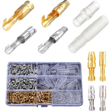 360PCS Connecteur, Laiton, 3.9mm, Isolant Nylon, Boîte de Rangement, Moto, Automobile (1/5)