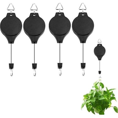 Crochets pour Plantes, cintres pour Plantes suspendues rétractables, Panier pour Plantes suspendues, poulie pour Plantes suspendues, paniers, Pots, mangeoire pour Oiseaux (4PCS)..