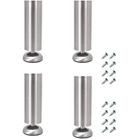 Lot de 4 pieds de meubles réglables en acier inoxydable de 25 cm d'épaisseur pour meuble TV et canapé (1/4)