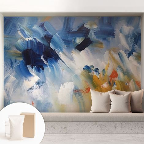Tapete Vliestapete mit Kleber für Wohnzimmer Schlafzimmer Küche - Wanddekoration Farbenfrohe Pinselstriche 208x146 cm (1/5)