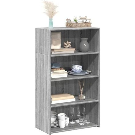 Buffet de Cuisine 70x41x124 cm, Meuble Rangement Gris Sonoma avec Étagères Réglables, Bahut Moderne en Bois d'Ingénierie pour Salle à Manger, Salon ou Entrée (1/5)