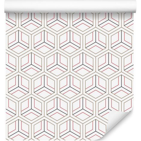 Papel pintado moderno con ornamento geométrico y efecto 3D, 50x1000 cm. (1/5)