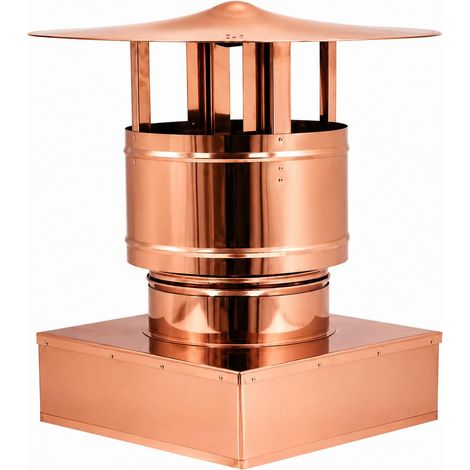 MAKA Comignolo Antivento Base Rettangolare, Terminale per Canna Fumaria Camino Stufa a Legna Pellet e Gas, Cappello Antipioggia Aspirafumo Base Rettangolare Rame 220x320 mm (1/5)