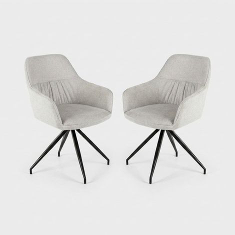 Lot de 2 chaises rembourrées en tissu avec accoudoirs Celeste - Gris (1/5)