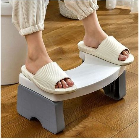 Bathroom Folding Toilet Stool For Adults And Kids, Bathroom Squat Stool, Heavy Duty 7inch Non Slip Squatting Pooping C Curve Toilet Stool(white) (1/4)