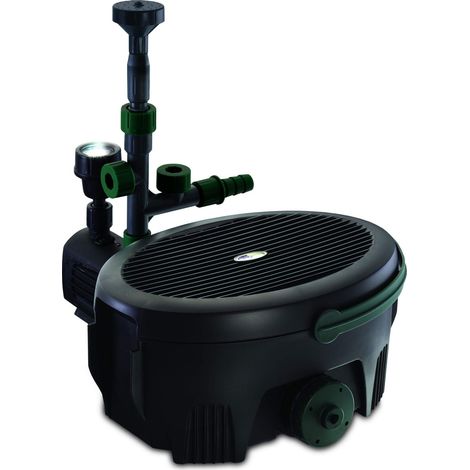 Aquagarden Inpond 6000, pompa per laghetto e acqua, filtro, chiarificatore UV, faretto LED e fontana, soluzione completa per un laghetto pulito, limpido e bello, per laghetti fino a 2000 litri, nero (1/5)