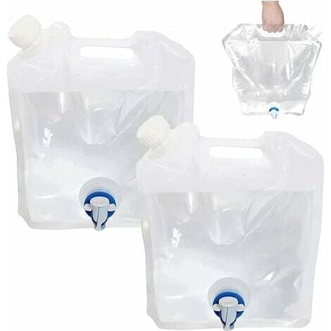 2 Pack 10L Collapsible Water Canisters with Faucet Collapsible Reusable Drinking Water Tank for Sports Camping Hiking Picnics BBQs Outdoor Activities(White) (1/5)