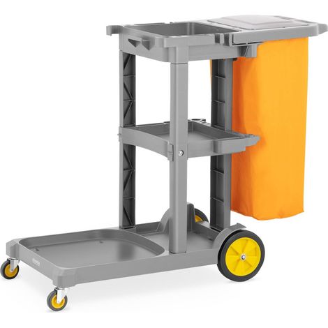 Charriot de nettoyage - ulsonix - Matériau : plastique - 3 tablettes - Gris (1/5)