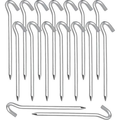 Sardines pegs, fixing pegs 20 pièces tente pegs en ground fixing pegs tente hook pour Sardines camping gardening galvanized acier Sardine argenté tente (1/5)