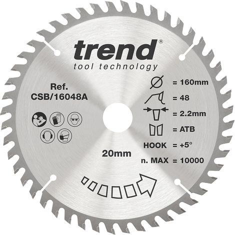 Trend Lame de scie circulaire bois 160 mm, 48 dents, 2,4 mm, 20 mm, TCT (1/5)