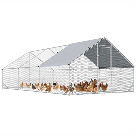 Poulailler enclos 18 m² avec bâche Oxford acier galvanisé Gris (1/5)
