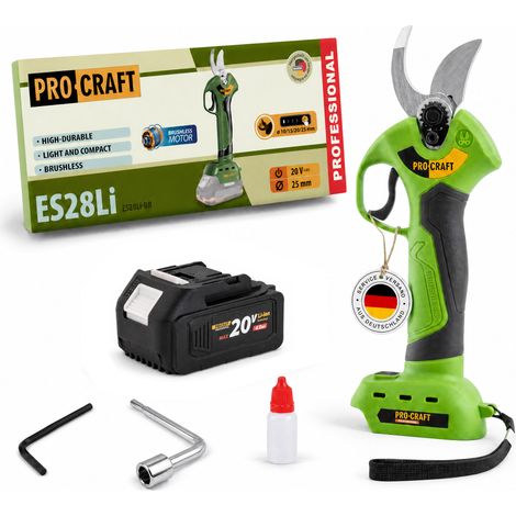 Procraft ES28Li bb Cesoie per rami a batteria Cesoie da giardino 20 V 25 mm + 1x batteria 4,0 Ah - senza caricabatteria (1/5)