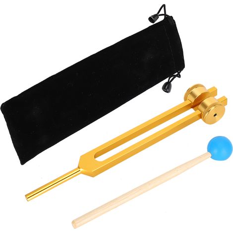 Fourchette de Tuning en Alliage d'Aluminium 111Hz pour Yoga et Méditation, Fourchette Énergétique avec Marteau Doré