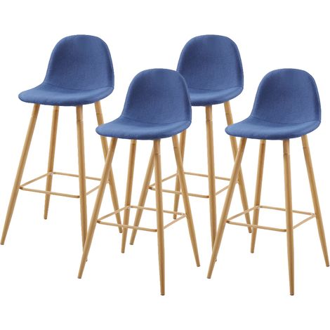 Juego de cuatro taburetes escandinavos Oslen azules