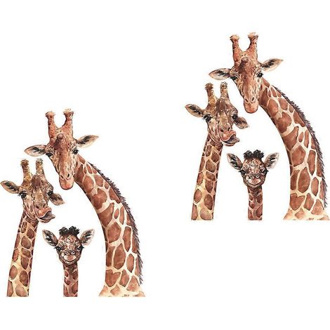 Sticker mural girafe dessin animé compatible avec la décoration, comprenant 2 feuilles en PVC (1/5)