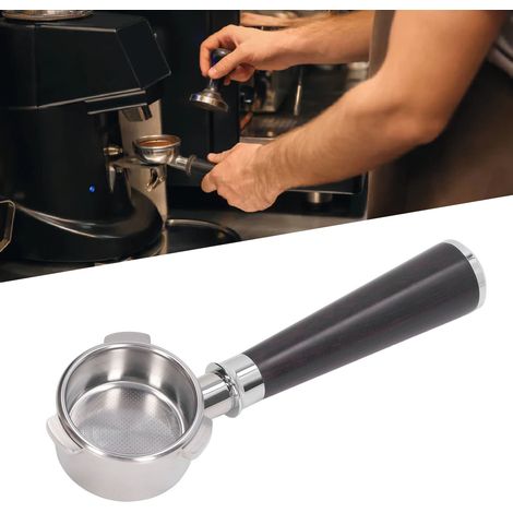 Portafiltro de acero inoxidable de 54 mm sin base para cafeteras Breville Serie 8 con mango de palisandro. (1/5)
